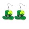 St Patrick's Day Earrings for Women Cute Funny Acrylic Irish Shamrock Dangle Earrings Green Clover Hat Horseshoe Drop Earrings Good Luck St. Patrick's Day Holiday Accessories Jewelry (Hat)